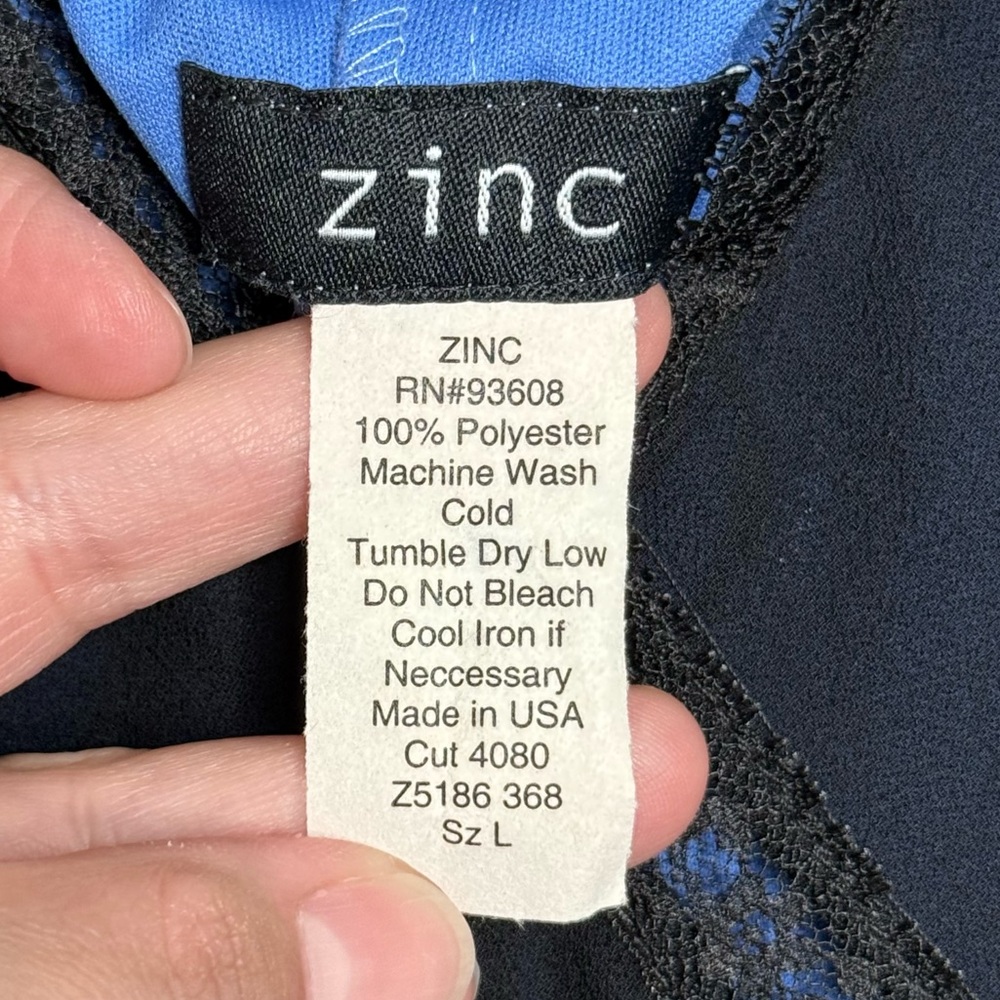 Zinc 90s Elegant Black Sleeveless Dress w/‎ Blue Lining- Sz L - Picture 8 of 8